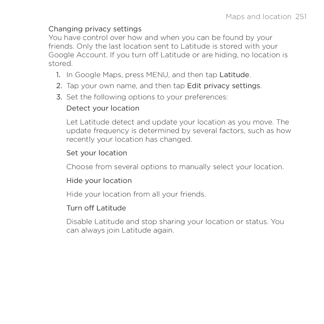 HTC HTC Desire manual Maps and location  